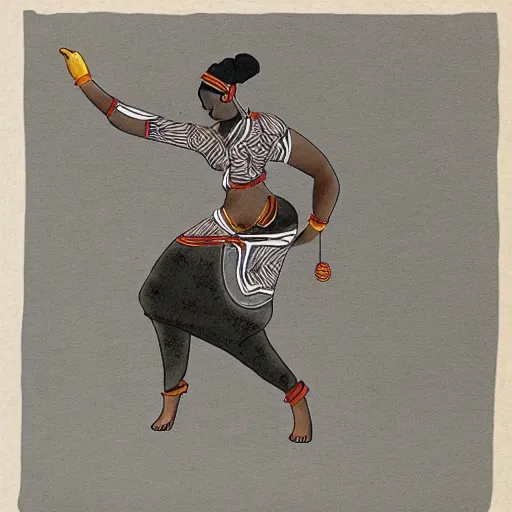 Image similar to african woman dancing, in the style of chiron duong