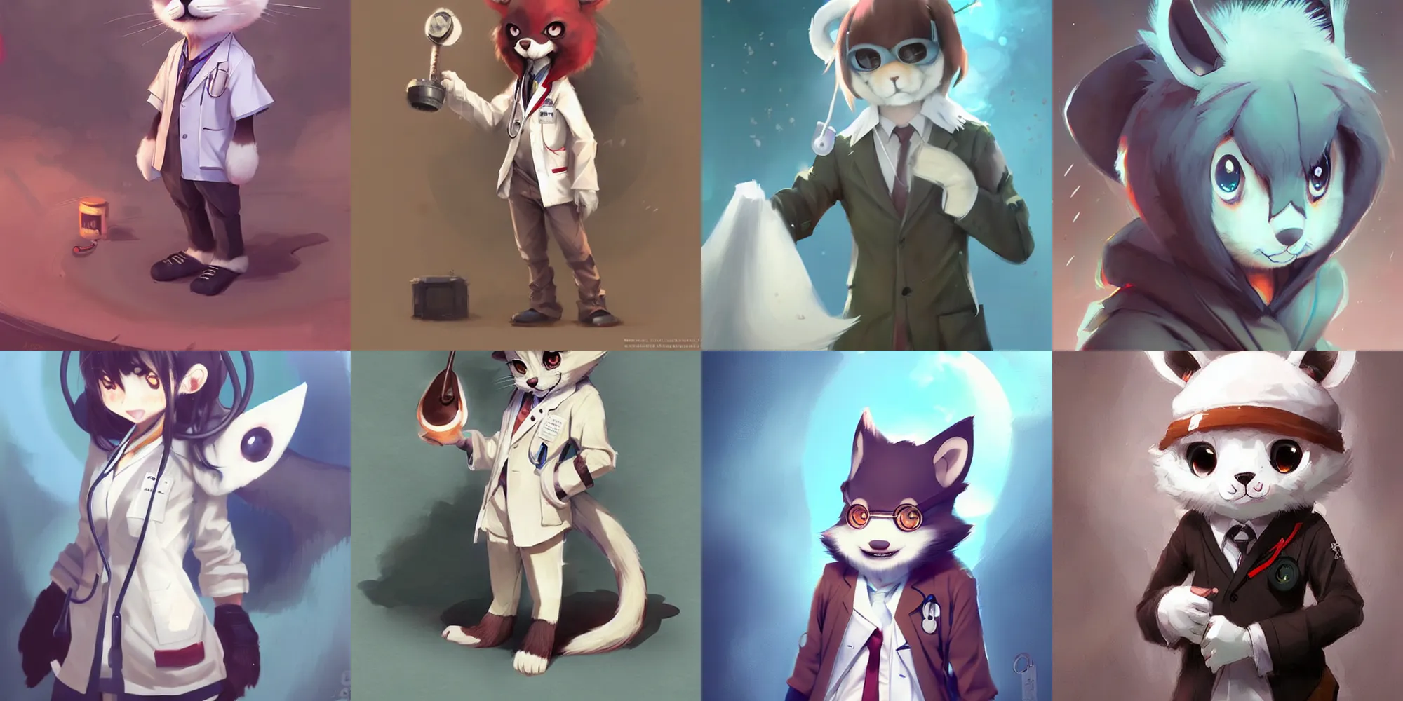 Prompt: cute kemono anime doctor by greg rutkowski