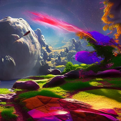 Image similar to the creation of the first atom, vivid colors, unreal engine 5, cinematic, beautiful