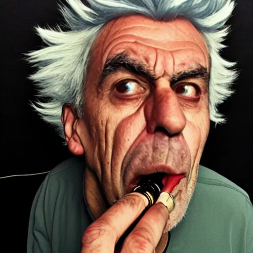 Image similar to rick sanchez smoking