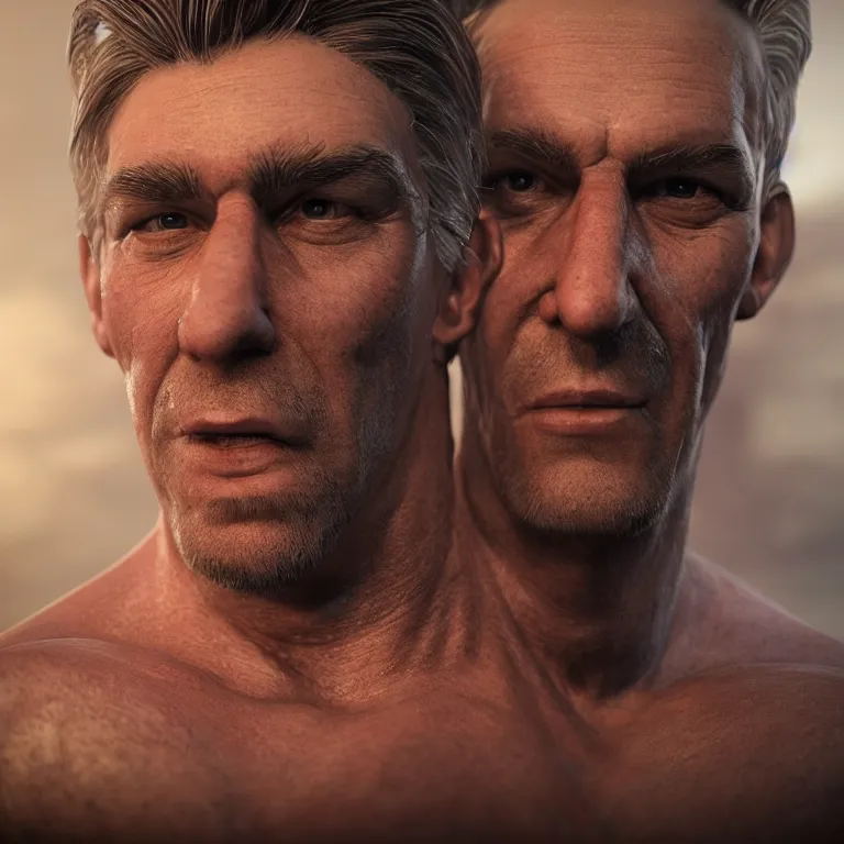 Image similar to octane render portrait by wayne barlow and carlo crivelli and glenn fabry, a giant huge muscular family made out of neon lights, cinema 4 d, ray traced lighting, very short depth of field, bokeh