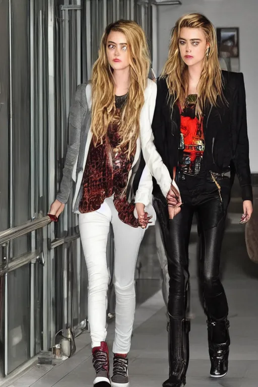 Prompt: Amber Heard and her girlfriend cara delevingne being sneaky in the penthouse elevator