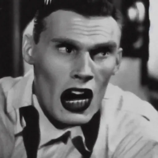 Prompt: jerma in a 1 9 4 0 s horror movie