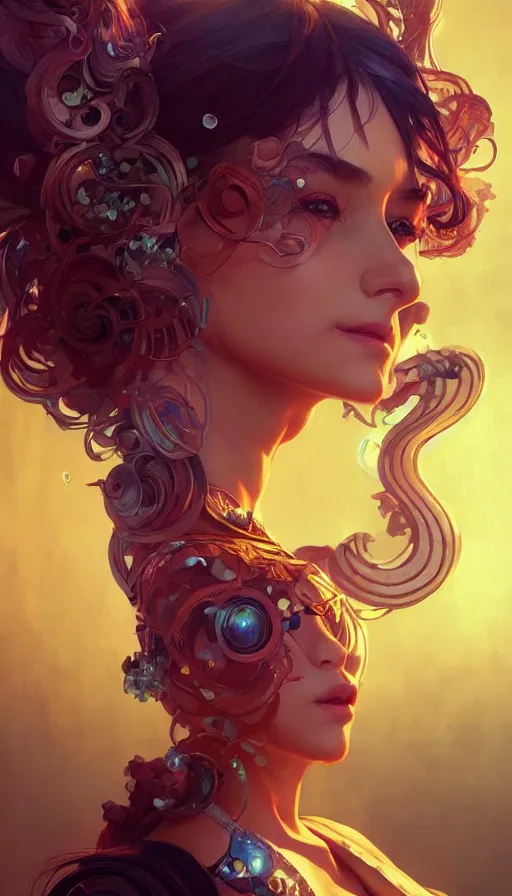 Image similar to entertainer, neon, fibonacci, sweat drops, insane, intricate, highly detailed, digital painting, artstation, concept art, smooth, sharp focus, illustration, Unreal Engine 5, 8K, art by artgerm and greg rutkowski and alphonse mucha