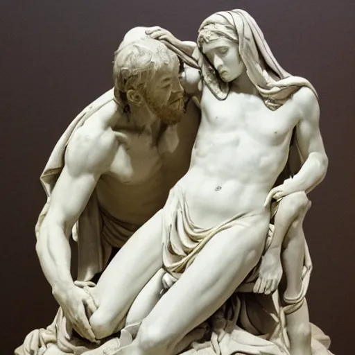 Prompt: Pietà, by Michelangelo