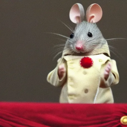 Prompt: a little mouse as the king of the united kingdom