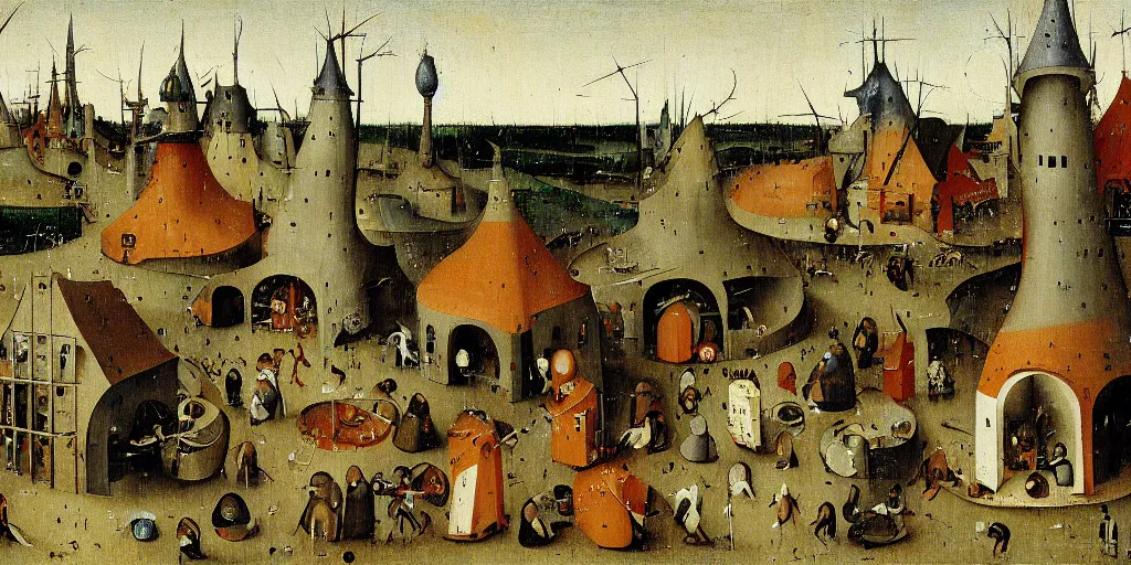 Image similar to a waffle making factory by hieronymus bosch, highly detailed, colorful