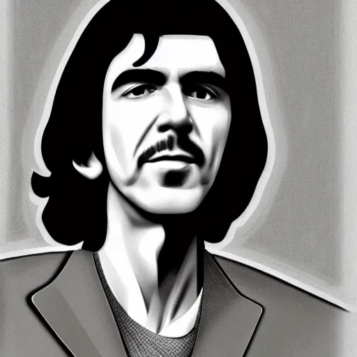 Image similar to portrait of george harrison in the style of michael whelen