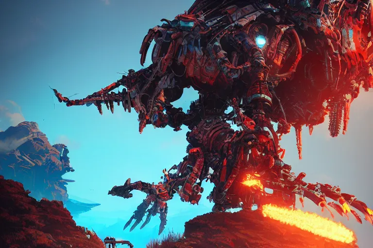 Image similar to ravager machine mecanical creature robot of horizon forbidden west horizon zero dawn bioluminiscence global illumination ray tracing hdr fanart arstation by ian pesty and alena aenami artworks in 4 k