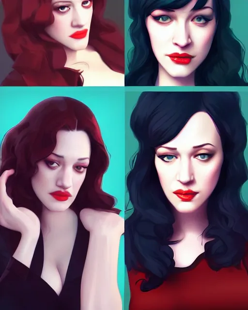 Prompt: kat dennings christina hendricks jennifer tilly, by wlop and ilya kuvshinov and artgerm, gorgeous, stunning, alluring, artstation, deviantart, digital art