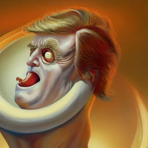 Image similar to a painting Donald Trump like Saturn Devouring His Son, 2d, ultra highly detailed, rococo painting, smooth, sharp focus, artstation, pixiv, art by Francisco Goya