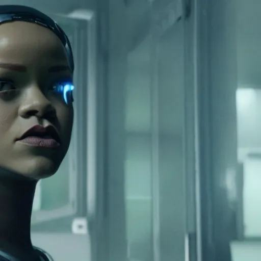 Image similar to movie still of rihanna cyborg, cinematic composition, cinematic light, criterion collection, by edgar wright