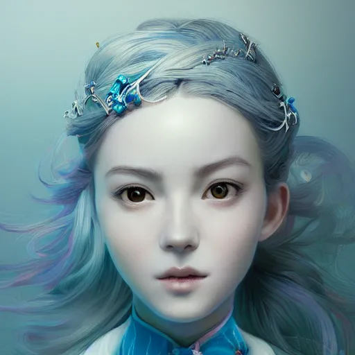 Prompt: the portrait of a blueberry that resembles an absurdly beautiful, graceful, elegant, sophisticated cute irene girl, an ultrafine hyperdetailed illustration by kim jung gi, irakli nadar, intricate linework, bright colors, octopath traveler, final fantasy, unreal engine 5 highly rendered, global illumination, radiant light, detailed and intricate environment