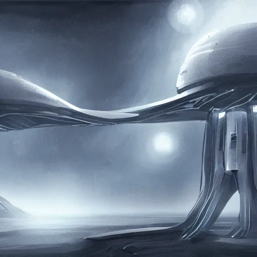 Prompt: an ominous alien spaceship concept art, smooth, sharp focus,