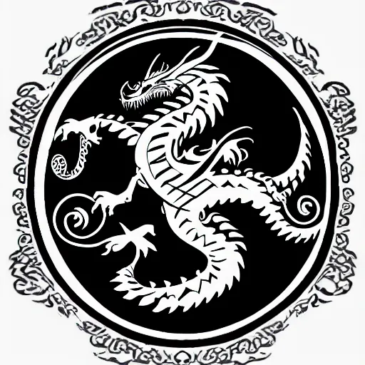 Image similar to logo of a dragon and a wizard