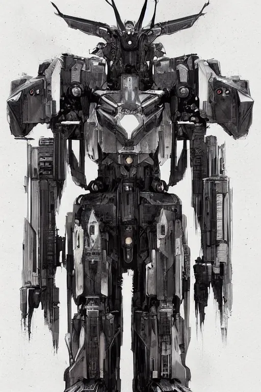 Prompt: very symmetrical!! full body illustrations of mecha, pen and ink, moderately detailed, by james gurney, by greg rutkowski, concept art, wings, cyborg feathers, spread, cyborg wing, artstation, deviantart, pinterest