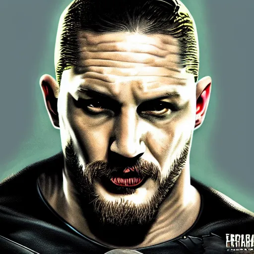 Image similar to tom hardy as batman digital art 4 k detailed super realistic