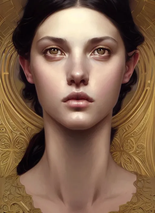 Image similar to symmetry!! portrait of young woman cursed with ever - increasing intelligence beauty and virtue, slice - of - life, realism, golden ratio facial proportions!! intricate, elegant, highly detailed, digital painting, artstation, concept art, smooth, sharp focus, illustration, art by artgerm and greg rutkowski and alphonse mucha