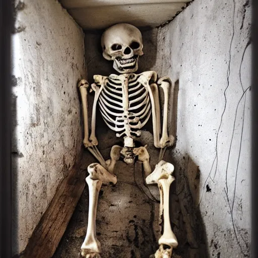 Image similar to skeleton in basement, craigslist photo