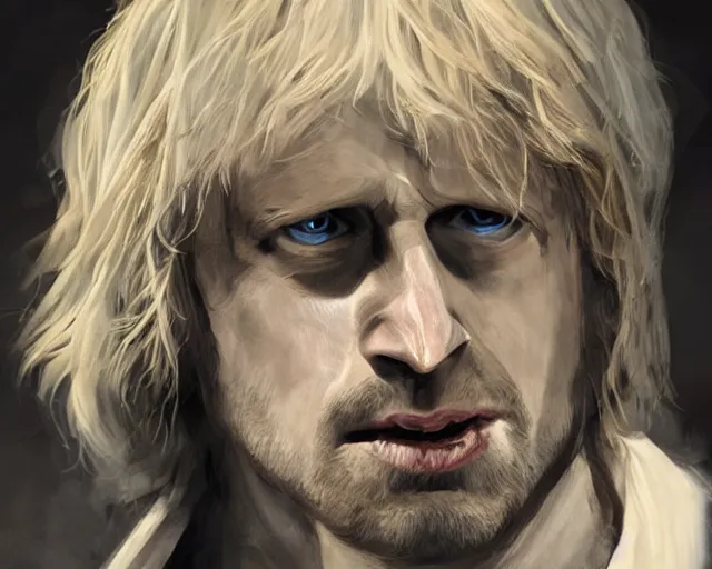Prompt: boris johnson as aragorn, character art, by various concept artists, hyperrealistic face, photorealistic render