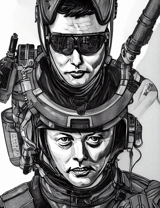 Prompt: a detailed manga illustration of elon musk in tactical gear, trending on artstation, digital art, 4 k resolution, detailed, high quality, sharp focus, hq artwork, coherent, insane detail, character portrait