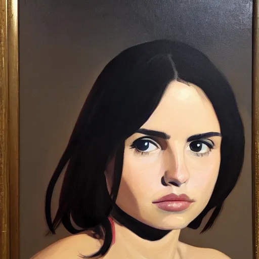 Image similar to a gallery painting portrait by Phil noto. The painting is of Ana Celia de Armas Caso