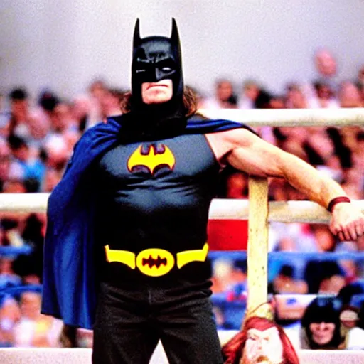 Image similar to hacksaw jim duggan as batman.