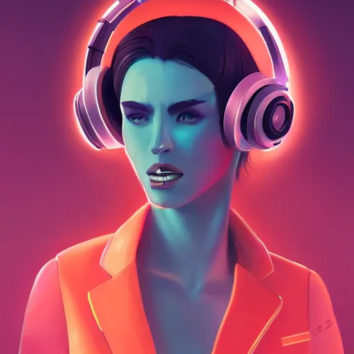 Prompt: a futuristic woman with headphones on, cyberpunk art by victor mosquera, featured on artstation, digital art, futuristic, artstation hd, sci - fi