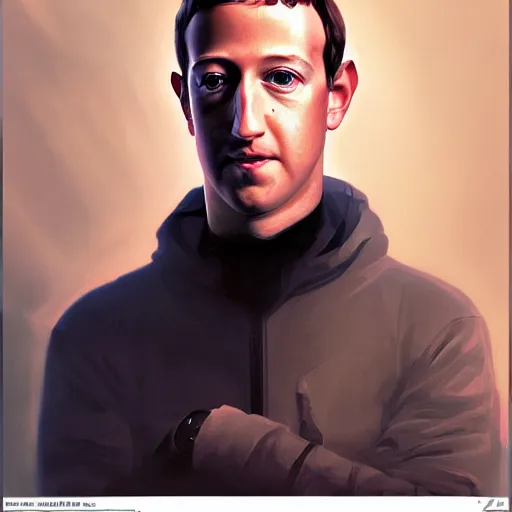 Image similar to portrait of mark zuckerberg, bezos, artgerm, very detailed, art contest winner on behance, trendy on deviant art, by artgem, greg rutkowski and laura sava and alphonse mucha