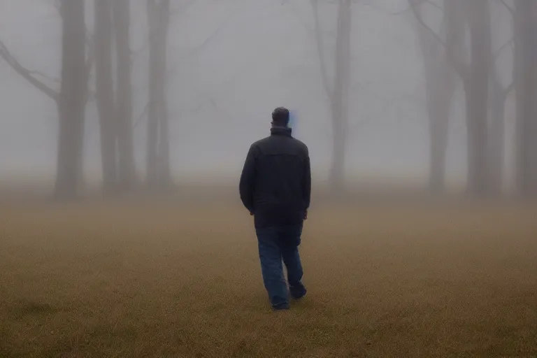 Prompt: a cinematic portrait of a middle aged male stood in a fog filled field, ultra realistic, depth, beautiful lighting