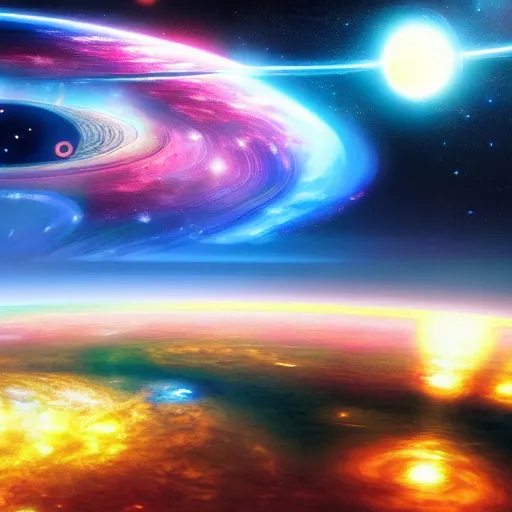 Image similar to an ultradetailed colorful illusturation of a solar system in space by makato shinkai, anime wallpaper 4 k