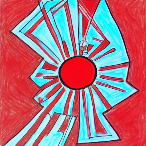 Image similar to abstract drawing outsider art style red ballpoint pen