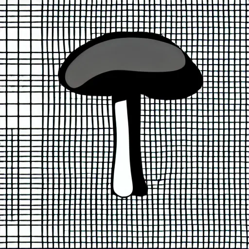 Prompt: flat single tone black vector silhouette of a mushroom, pure white background, 4 k resolution