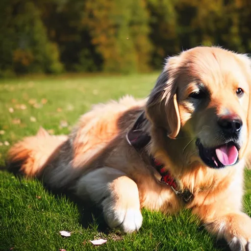 Image similar to golden retriever, dog, depth of field, centered, photo