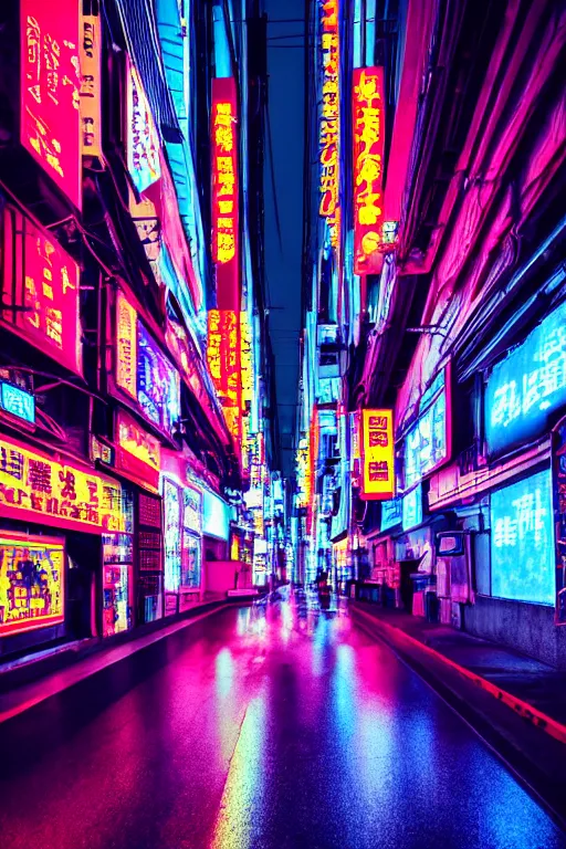 Prompt: neon streets of tokio, 4 k, award winning photo, cyberpunk style