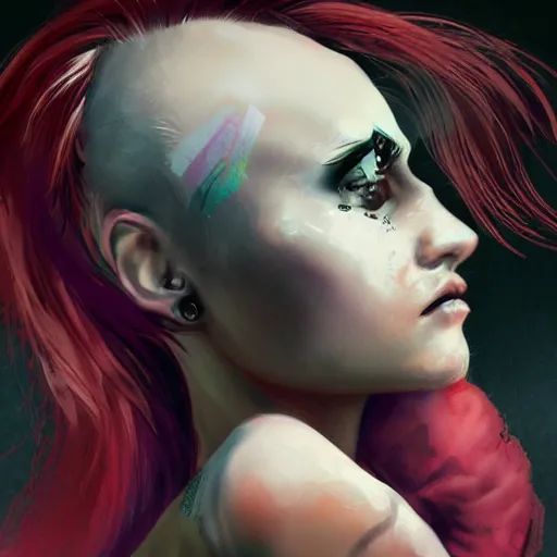 Image similar to concept art of a punk girl, she is looking at us, digital painting, concept art, detailed, stunning, smooth