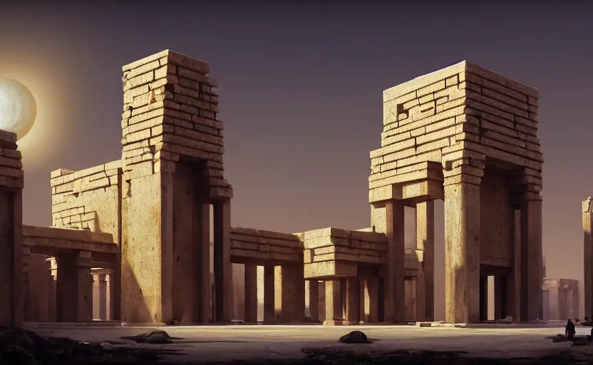 Prompt: exterior shot of utopian ancient persian architecture with cinematic lighting by peter zumthor and renzo piano, darek zabrocki and greg ruthkowski, simon stalenhag, m. c. escher vibe, cinematic, holy place, paradise, scifi, futurism, atmospheric, concept art, artstation, trending on artstation