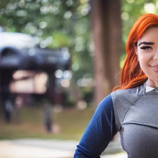 Image similar to photo still of real life kim possible, 8 k, 8 5 mm f 1. 8