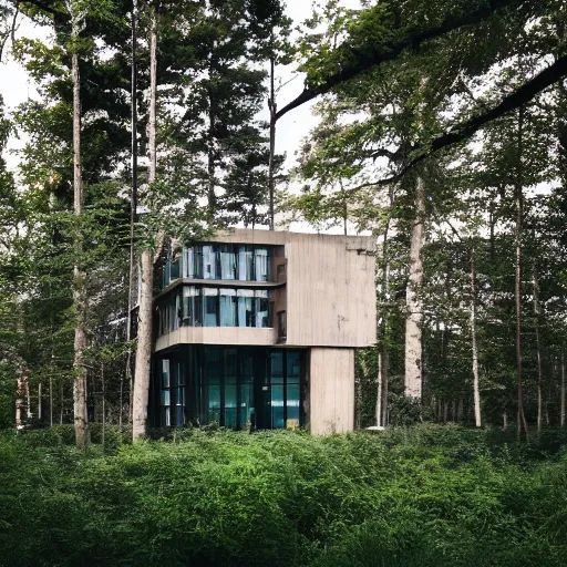 Image similar to a building in the middle of a forest, architecture