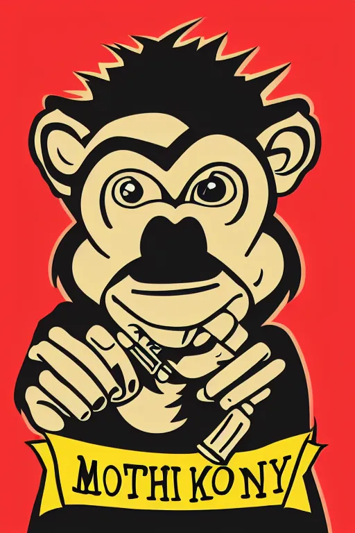 Image similar to Portrait of a Monkey with a cigarette, mafia, gangster, sticker, colorful, illustration, highly detailed, simple, smooth and clean vector curves, no jagged lines, vector art, smooth