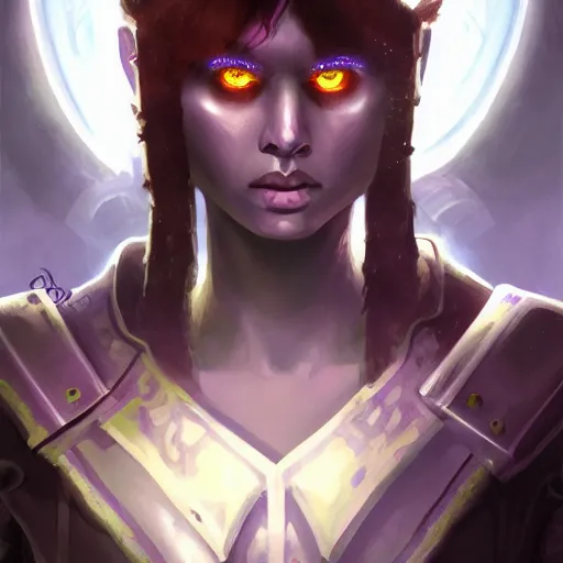 Prompt: cyber punk roman lenionary, light brown skin, dark purple hair, and silver eyes full body, dungeons and dragons portrait, highly detailed, digital painting, artstation, concept art, sharp focus, illustration, art by ansel adams