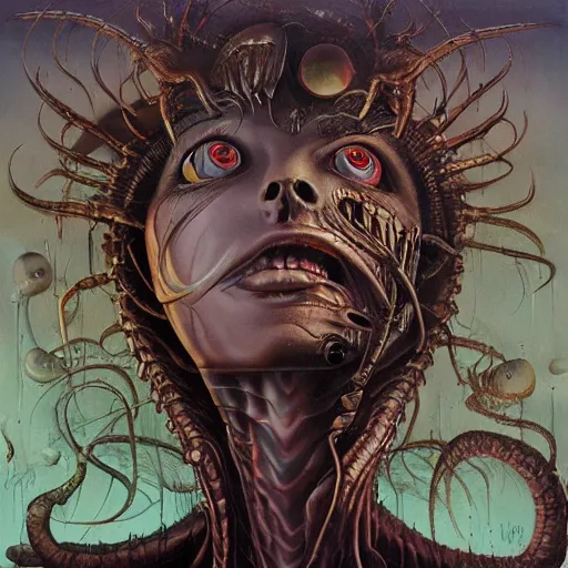 Image similar to album cover art, by mark ryden, by peter andrew jones, by hr giger, hd, hyper detailed, 4 k