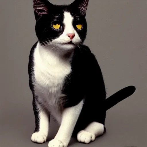 Prompt: 1 9 8 0 s yearbook photo of a cat, studio photography