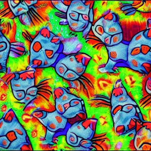 Image similar to kitty tripping on acid