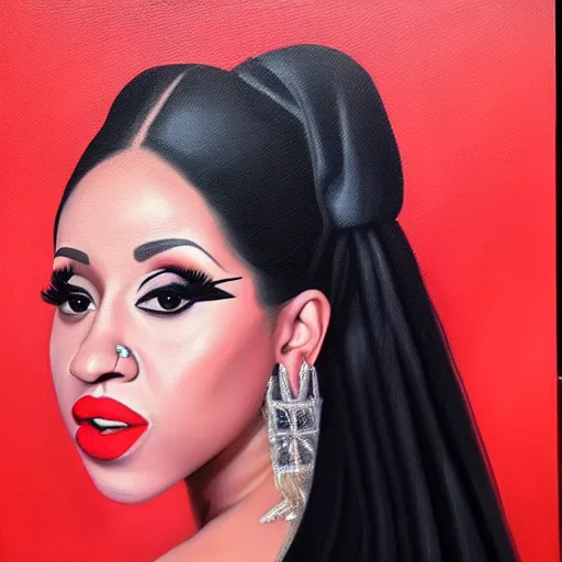 hyper realistic oil painting of photo of queen cardi b | Stable Diffusion
