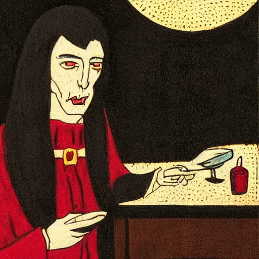 vampire dressed in black and red medieval noble's | Stable Diffusion