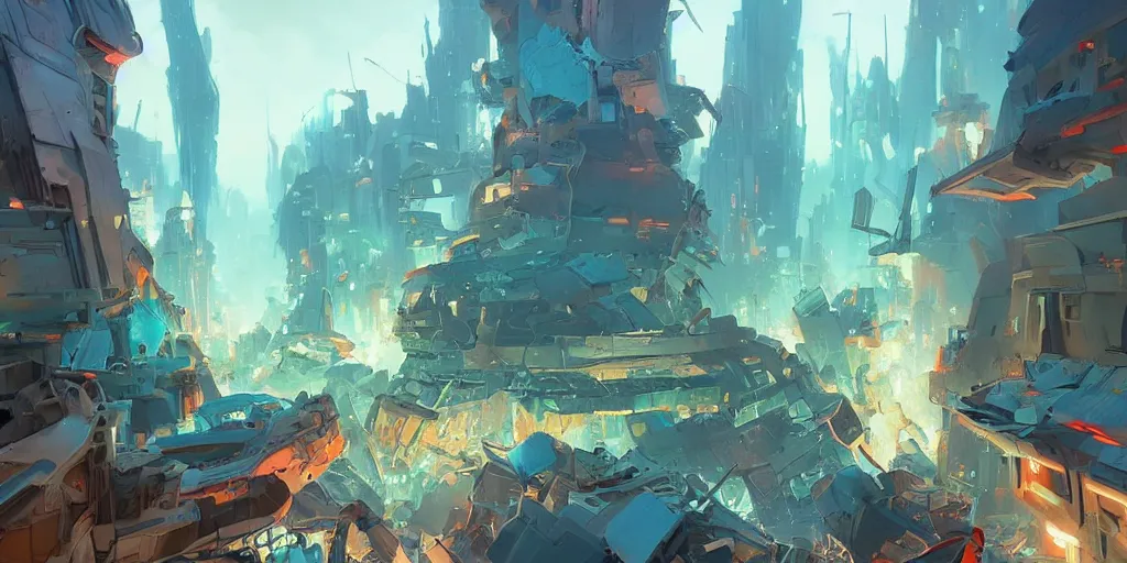 Image similar to a destroyed city after science fiction magic bombe explosion, blue electric arcs, arcane series style, landscape, game design fanart by concept artist gervasio canda, behance hd by jesper ejsing, by rhads, makoto shinkai and lois van baarle, ilya kuvshinov