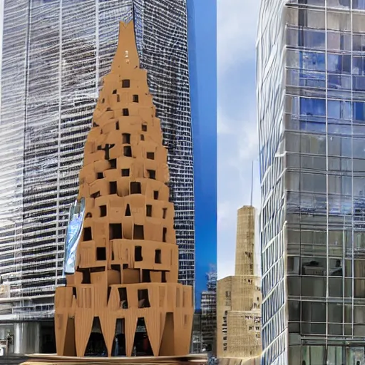 Prompt: salesforce tower made of cardboard,