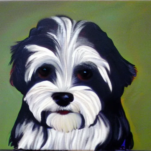 Image similar to portrait of a havanese dog, by sandra chevrie