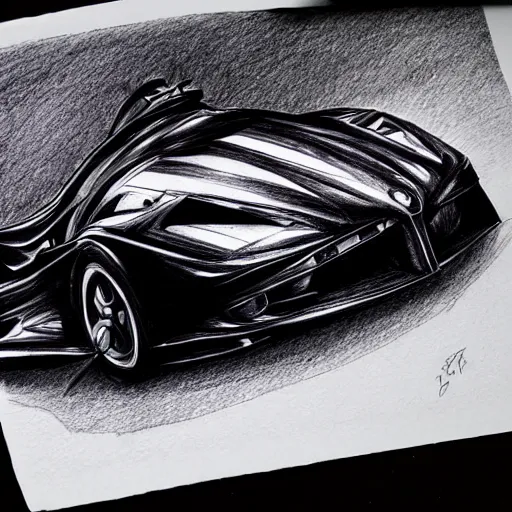 Image similar to ballpoint pen drawing of the batmobile